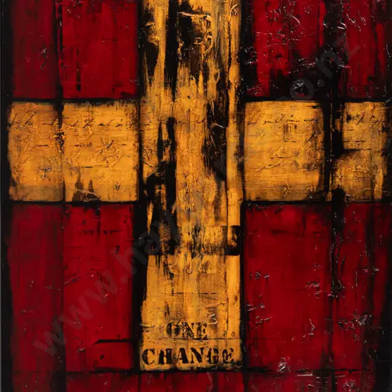 Isla Short -- acrylic & mixed media on stretched canvas "Large Cross" H-1010 W-760