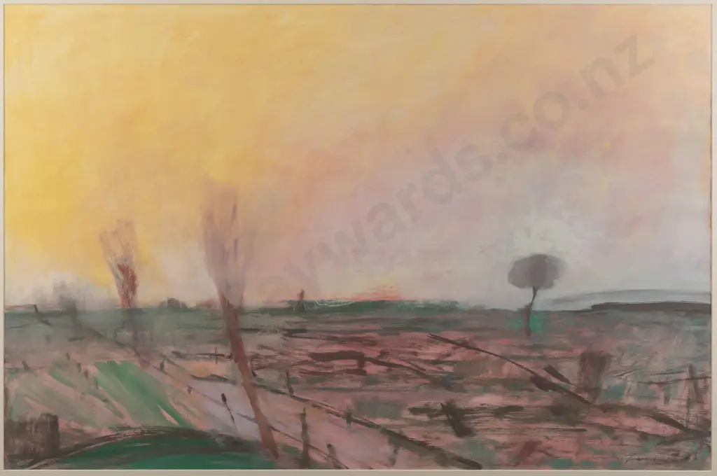 Zuna Wright, framed acrylic on paper, "Southland Winter" H-640 W-975 Image 1++