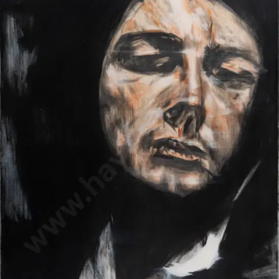 Ben Webb 1996 -- oil on stretched canvas, "Courbet From His Self Portrait" H-1200 W-800