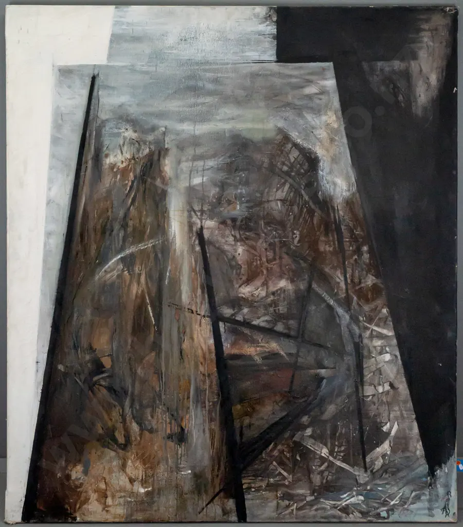 Alastair Galbraith 1995 -- oil on canvas "Priestess" H-1600 W-1400 [cracking/inclusions/accretion etc. inherent to work] Image 1++