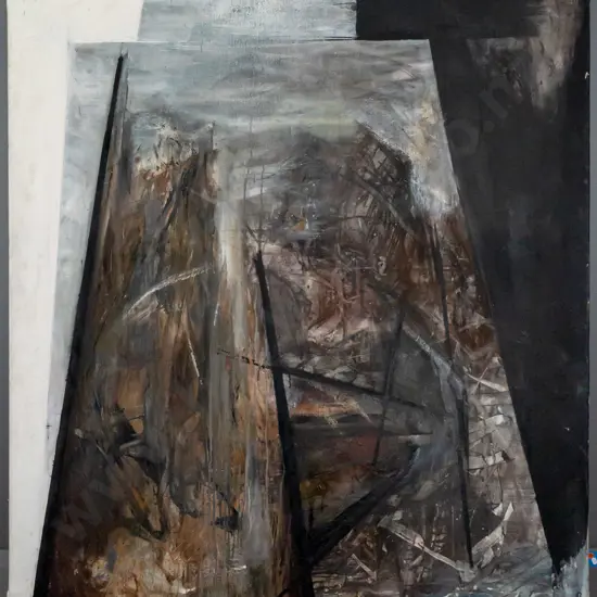 Alastair Galbraith 1995 -- oil on canvas "Priestess" H-1600 W-1400 [cracking/inclusions/accretion etc. inherent to work]