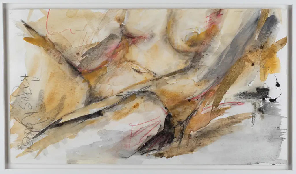 Angus Watson -- framed mixed media on paper, nude, H-235 W-415 Image 1++