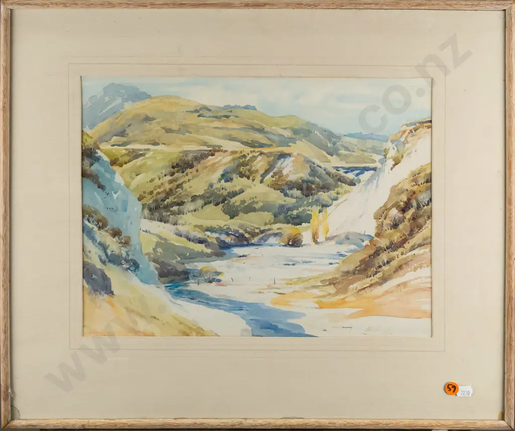 Charlton Edgar -- framed watercolour on paper "Old Gold Workings, Clear Creek" H-270 W-360 [fading, minor water staining Image 1++