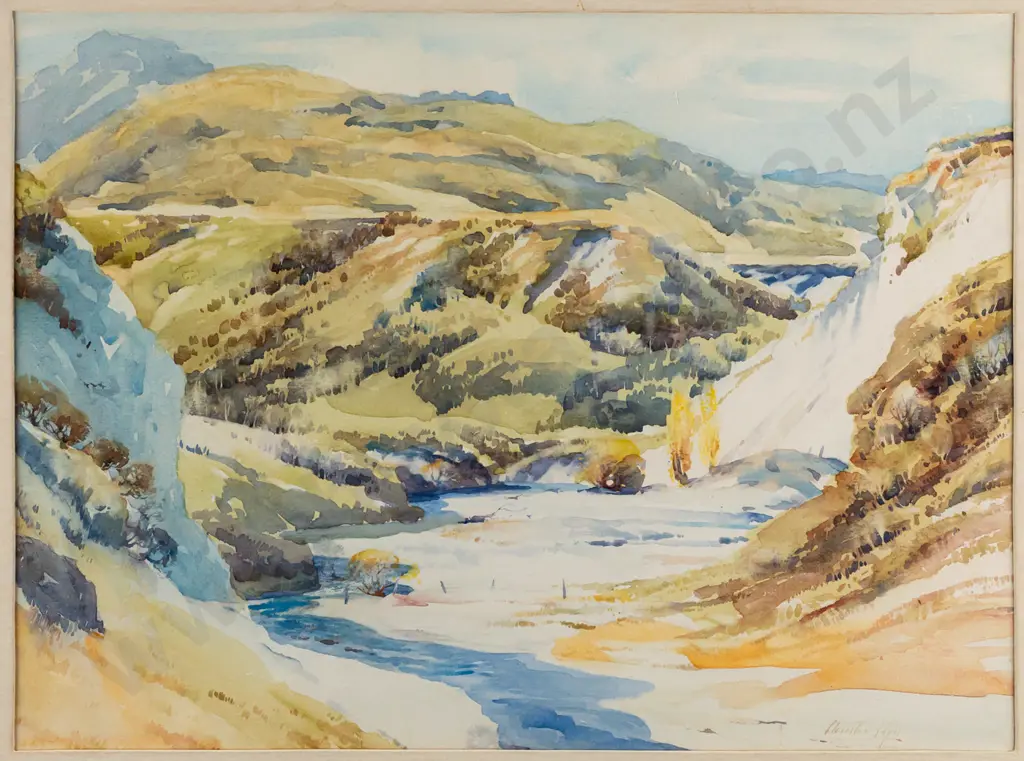 Charlton Edgar -- framed watercolour on paper "Old Gold Workings, Clear Creek" H-270 W-360 [fading, minor water staining Image 1++