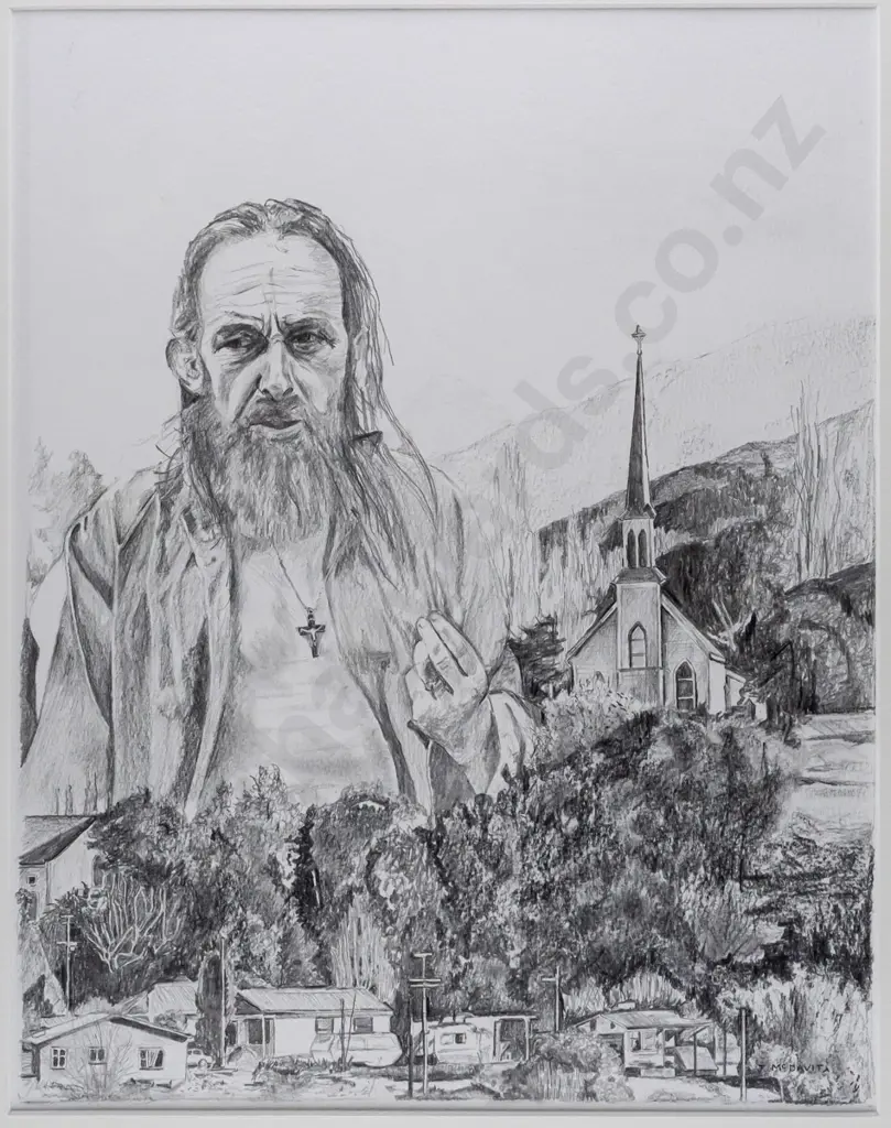 Jean McDavitt -- framed pencil on paper "The Spirit of Jerusalem" H-355 W-280 Image 1++
