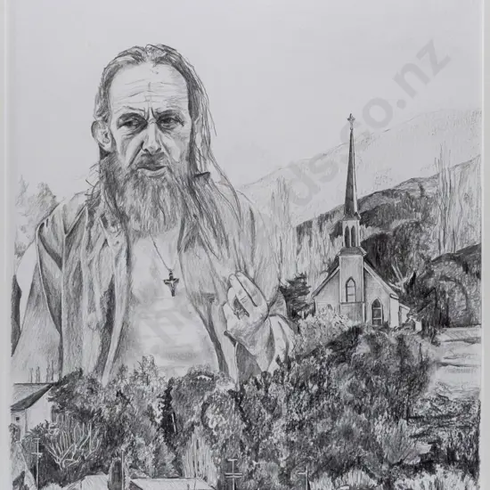 Jean McDavitt -- framed pencil on paper "The Spirit of Jerusalem" H-355 W-280