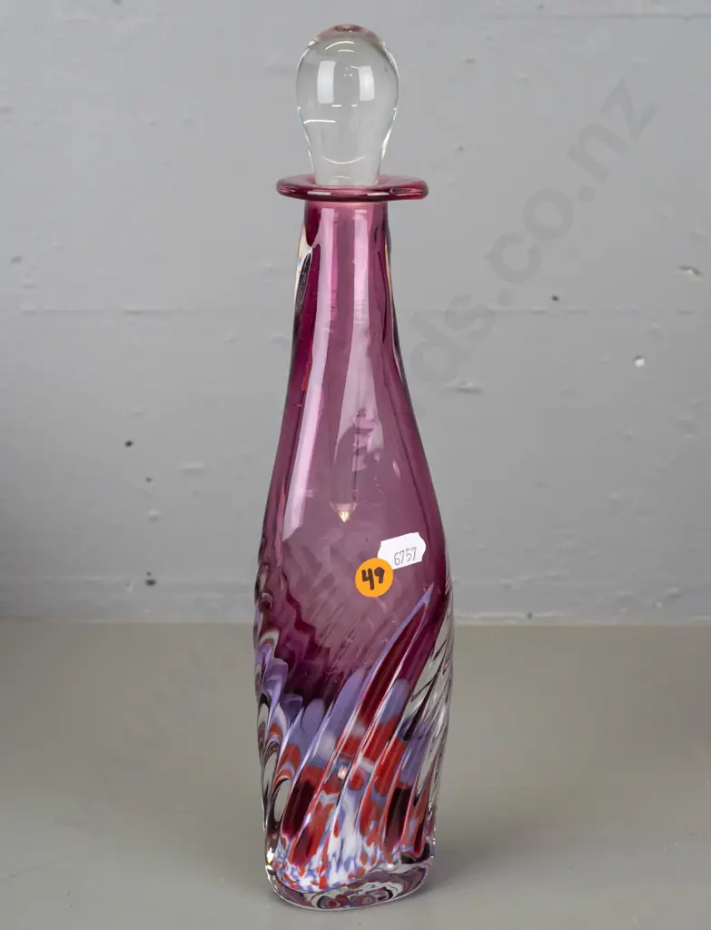 Peter Viesnik 2004 -- glass bottle with glass stopper, signed H-310 W-80 Image 1++
