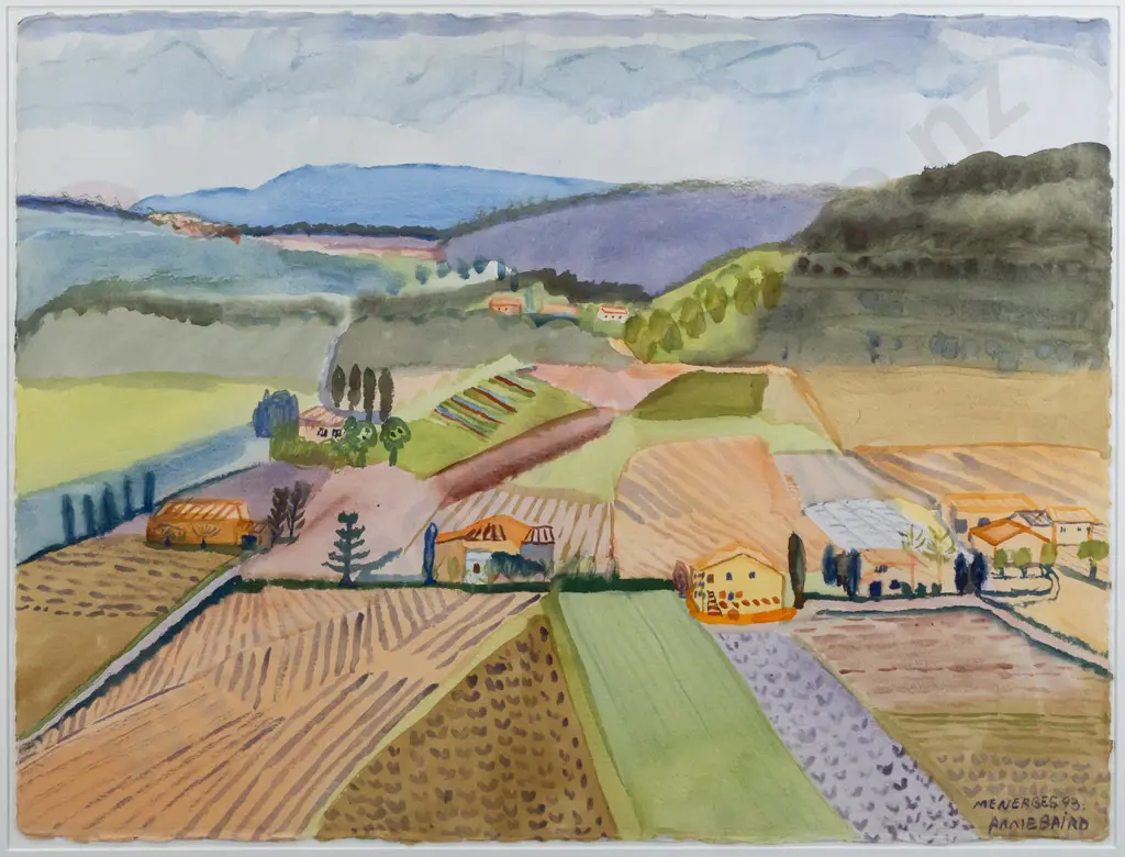 Annie Baird 1993 -- framed watercolour on paper "Menerbes" H-580 W-760 Image 1++