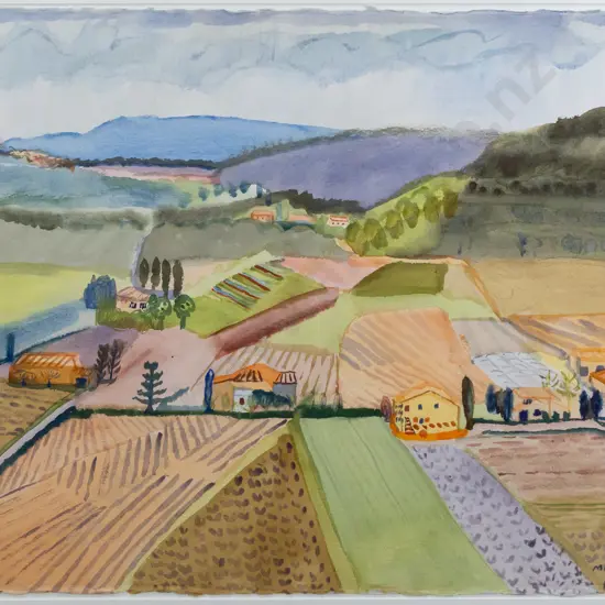 Annie Baird 1993 -- framed watercolour on paper "Menerbes" H-580 W-760