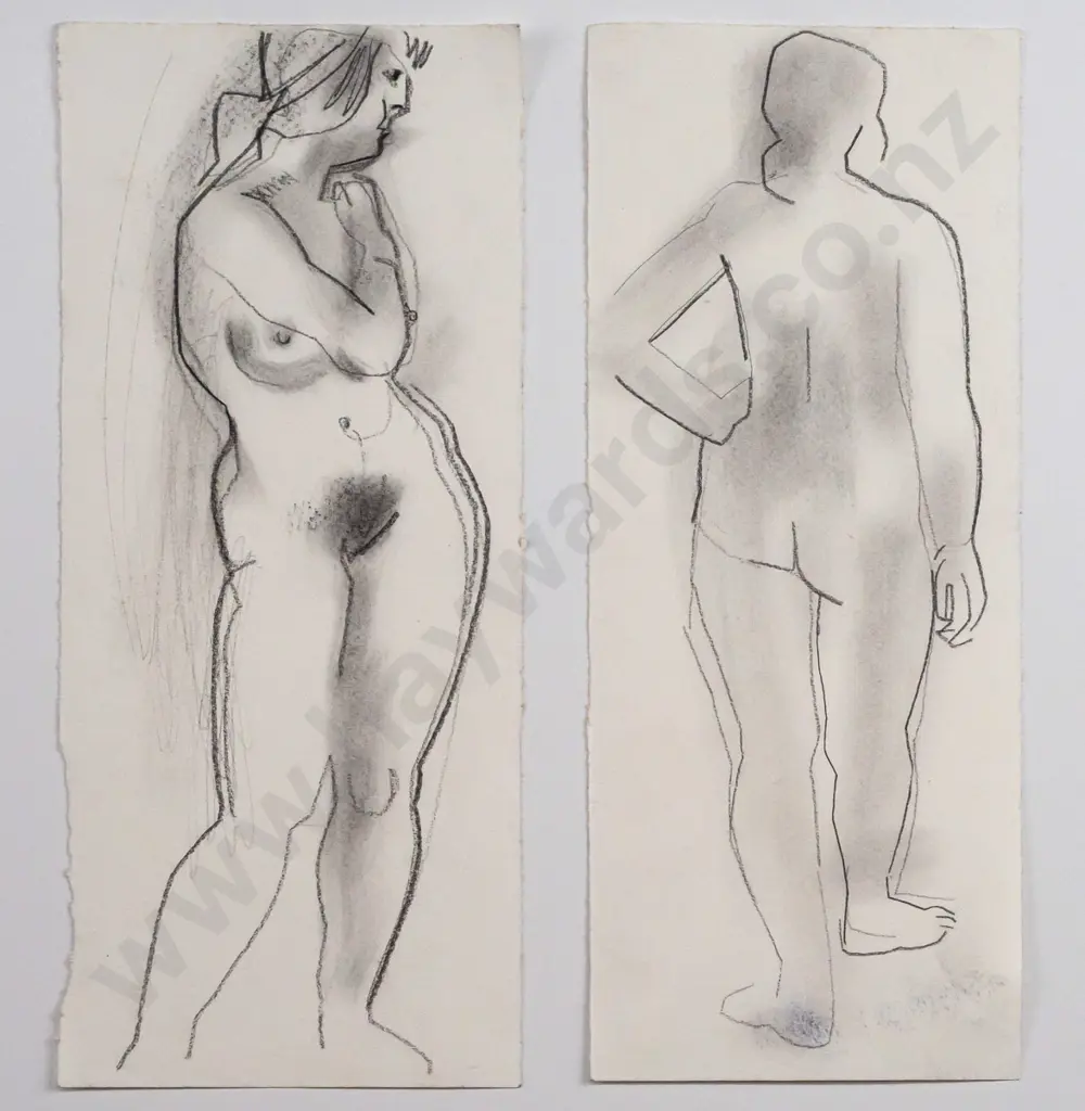 Lindsay Crooks -- 2x pencil on paper unframed & unsigned, nude studies, H-250 W-105 (each) Image 1++