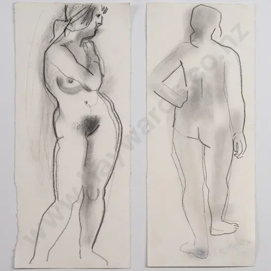 Lindsay Crooks -- 2x pencil on paper unframed & unsigned, nude studies, H-250 W-105 (each)