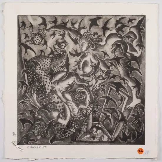 Dan Parker 1995 -- unframed etching & aquatint "Autumn" Artist's Proof H-360 W-360