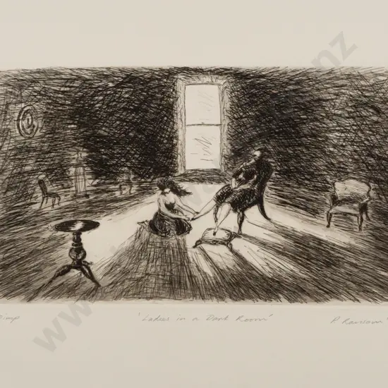 Peter Ransom 1978 -- unframed etching on paper "Ladies in a Dark Room" ed. 5/50 H-305 W-400