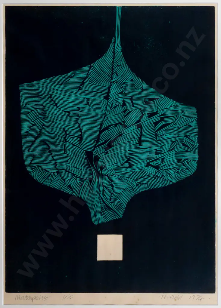 T.A. Field 1974 -- framed woodcut on paper "Matapehe" ed. 1/10 H-630 W-450 Image 1++