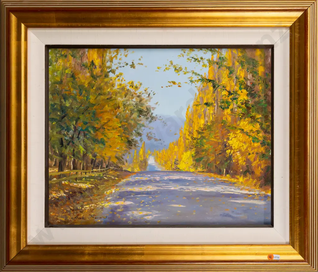 Mark Thomas -- gilt-framed oil on canvas board, autumn landscape H-395 W-500 Image 1++