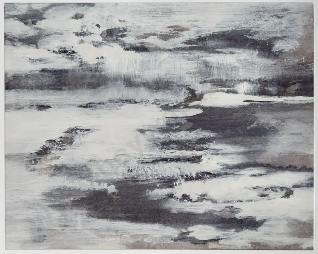 Claire Beynon -- framed acrylic on paper, untitled, H-420 W-535 Image 1++