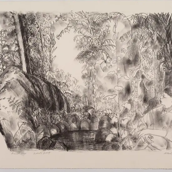 Janet Elaine Paul 1990 -- unframed lithograph on paper "Anne's Place" Artist's Proof H-370 W-535
