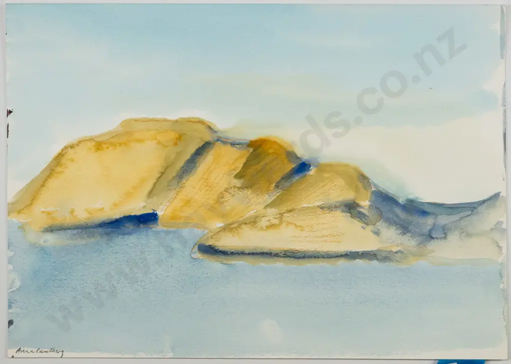 Anna Caselberg -- unframed watercolour on paper "From Turnbull's Bay"  H-295 W-420 Image 1++