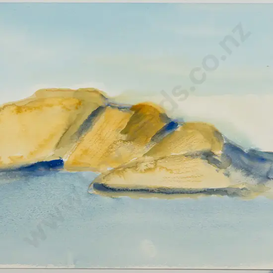Anna Caselberg -- unframed watercolour on paper "From Turnbull's Bay"  H-295 W-420