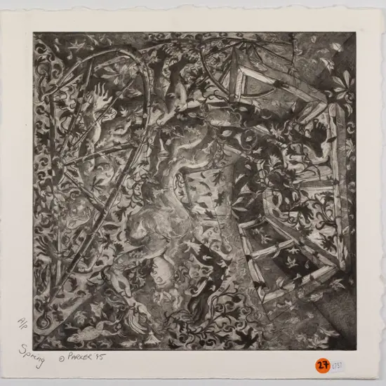 Dan Parker 1995 -- unframed etching & aquatint "Spring" Artist's Proof H-360 W-360