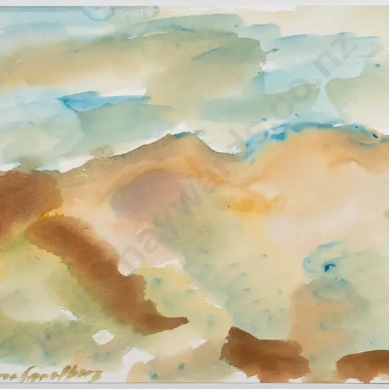 Anna Caselberg -- unframed watercolour on paper "Hillside, Central Otago" H-295 W-420