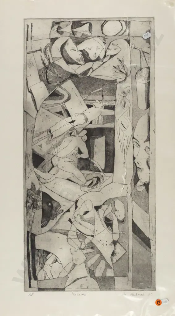Don Mackenzie 1985 -- unframed etching on paper "Sex Crime" Artist's Proof H-705 W-400 Image 1++
