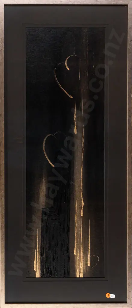 Linda Ledger 2005 -- framed acrylic & oil on canvas "A Little Love Goes A Long Way" H-740 W-240 Image 1++