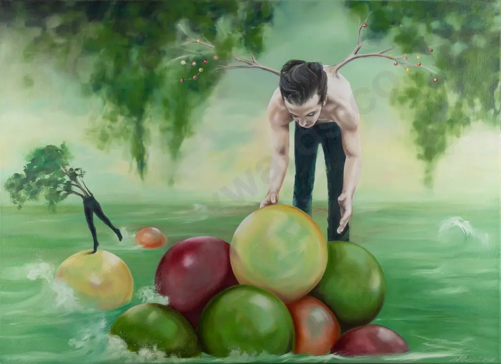 Anita DeSoto 2012 -- unframed oil on stretched canvas "Another Worldly Island" H-605 W-835 Image 1++