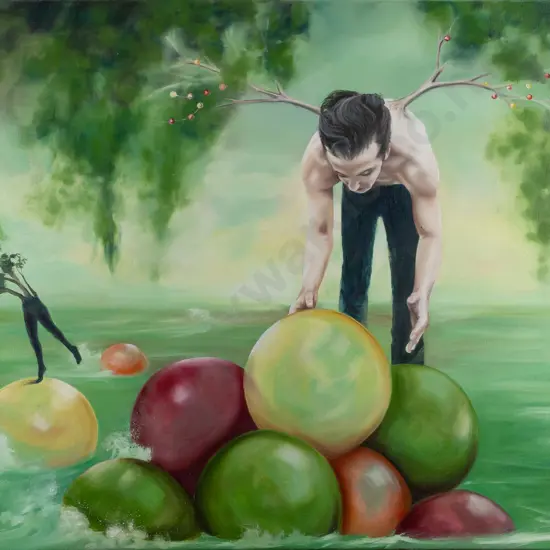 Anita DeSoto 2012 -- unframed oil on stretched canvas "Another Worldly Island" H-605 W-835