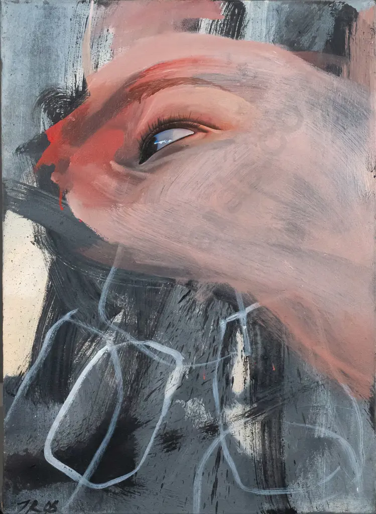 Jo Robinson 2008 - boxed oil on canvas - abstract portrait H510 W370 Image 1++
