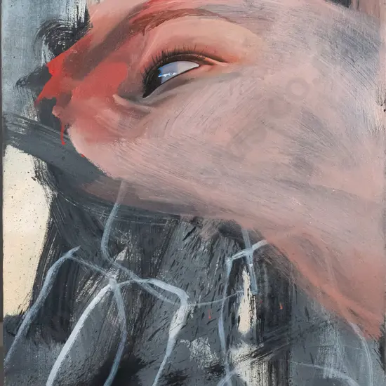 Jo Robinson 2008 - boxed oil on canvas - abstract portrait H510 W370