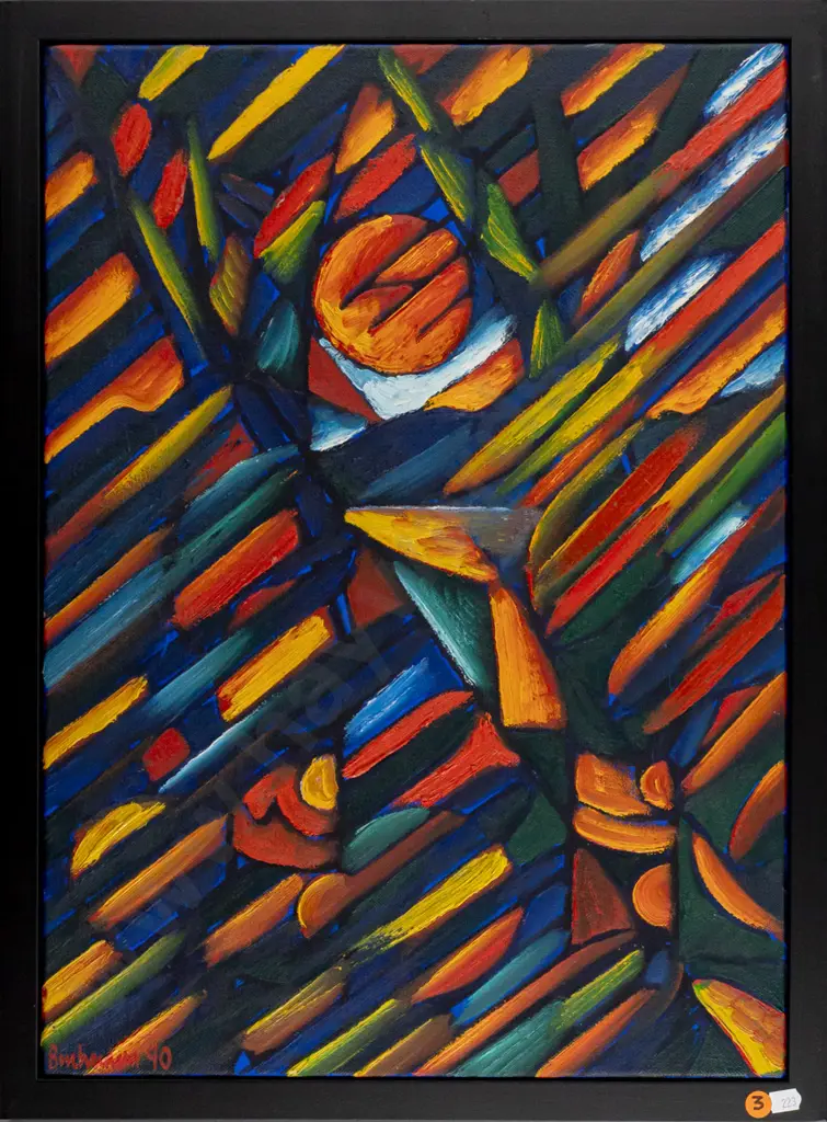 Dean Buchanan 1990 -- framed oil on canvas, abstract H-540 W-390 Image 1++