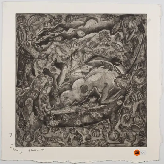 Dan Parker 1995 -- unframed etching & aquatint "Summer" Artist's Proof H-360 W-360
