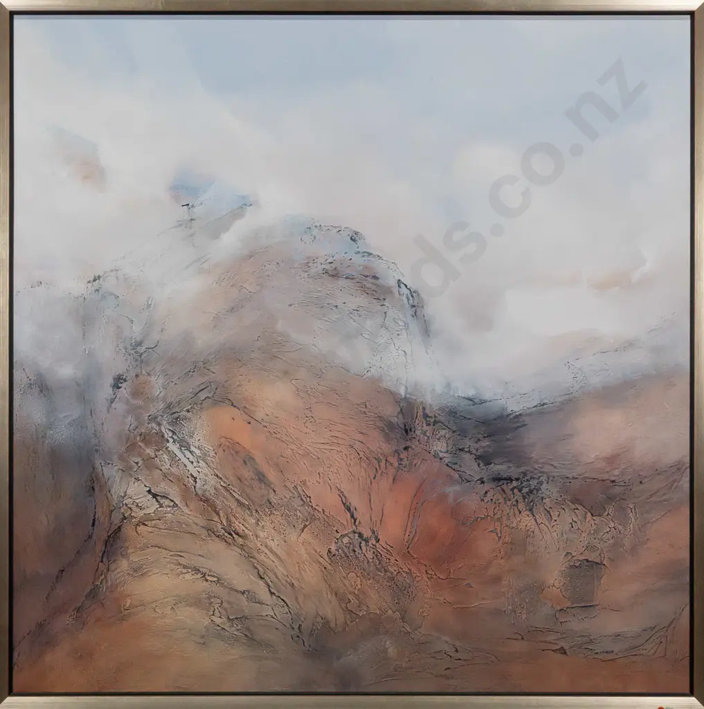 Margaret Woolley -  framed oil on board, "Mountain Mist" H-1180 W-1180 Image 1++