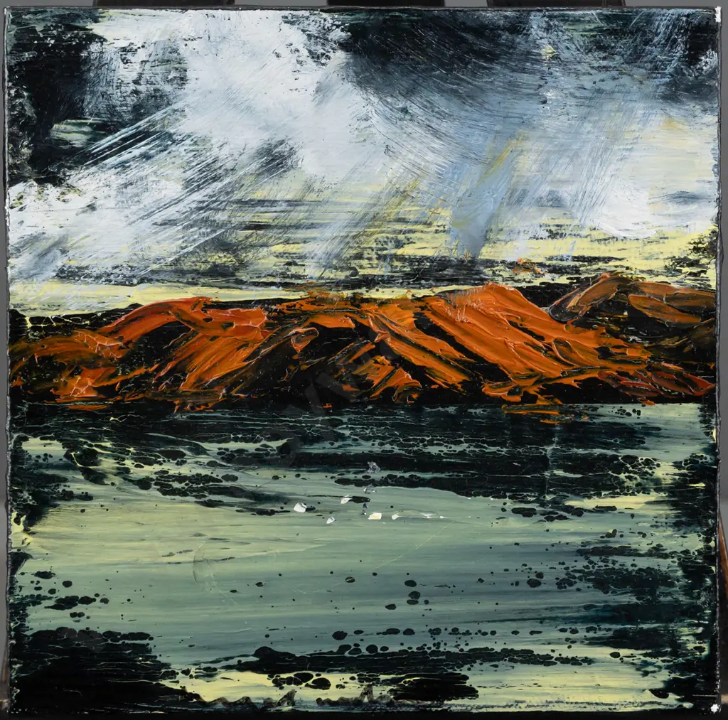 Nigel Wilson 2006 -- unframed oil on stretched canvas "Sky Over Lake (After Constable)" H-205 W-205 [small circular dent Image 1++