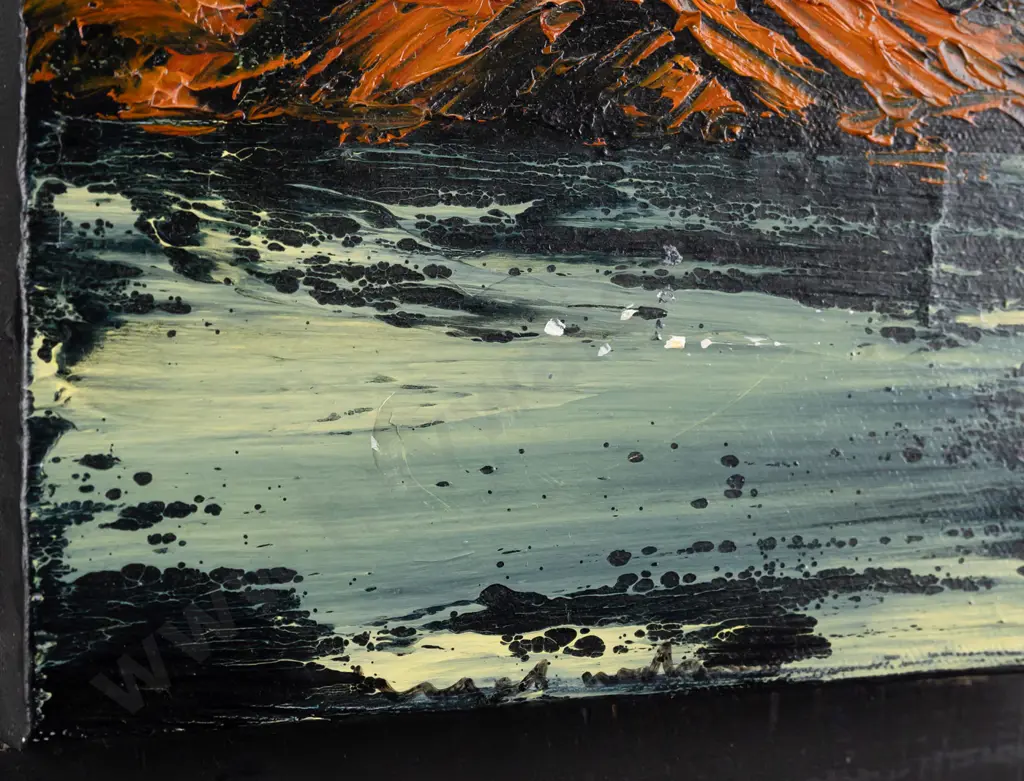 Nigel Wilson 2006 -- unframed oil on stretched canvas "Sky Over Lake (After Constable)" H-205 W-205 [small circular dent Image 1++
