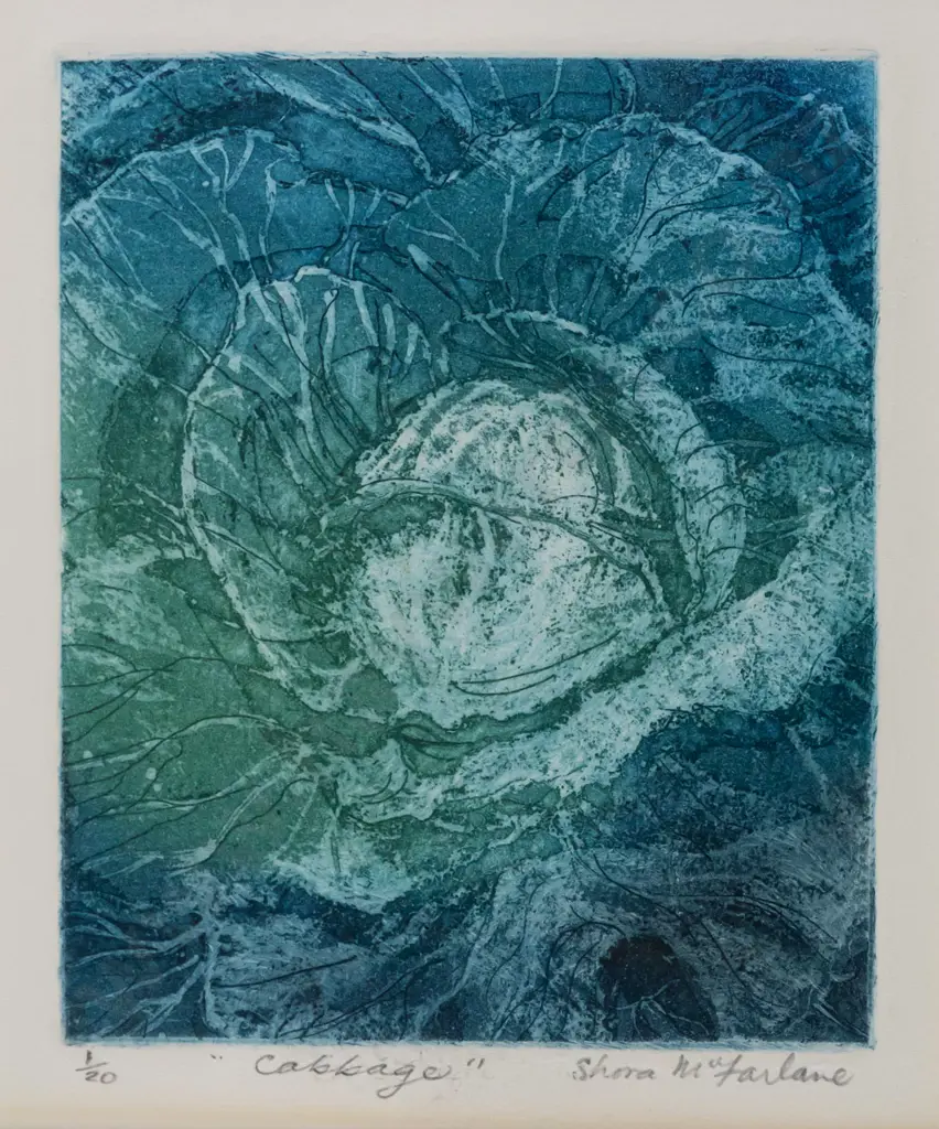 Shona McFarlane -- framed etching and aquatint on paper "Cabbage" H-140 W-120 Image 1++