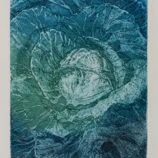 Shona McFarlane -- framed etching and aquatint on paper "Cabbage" H-140 W-120