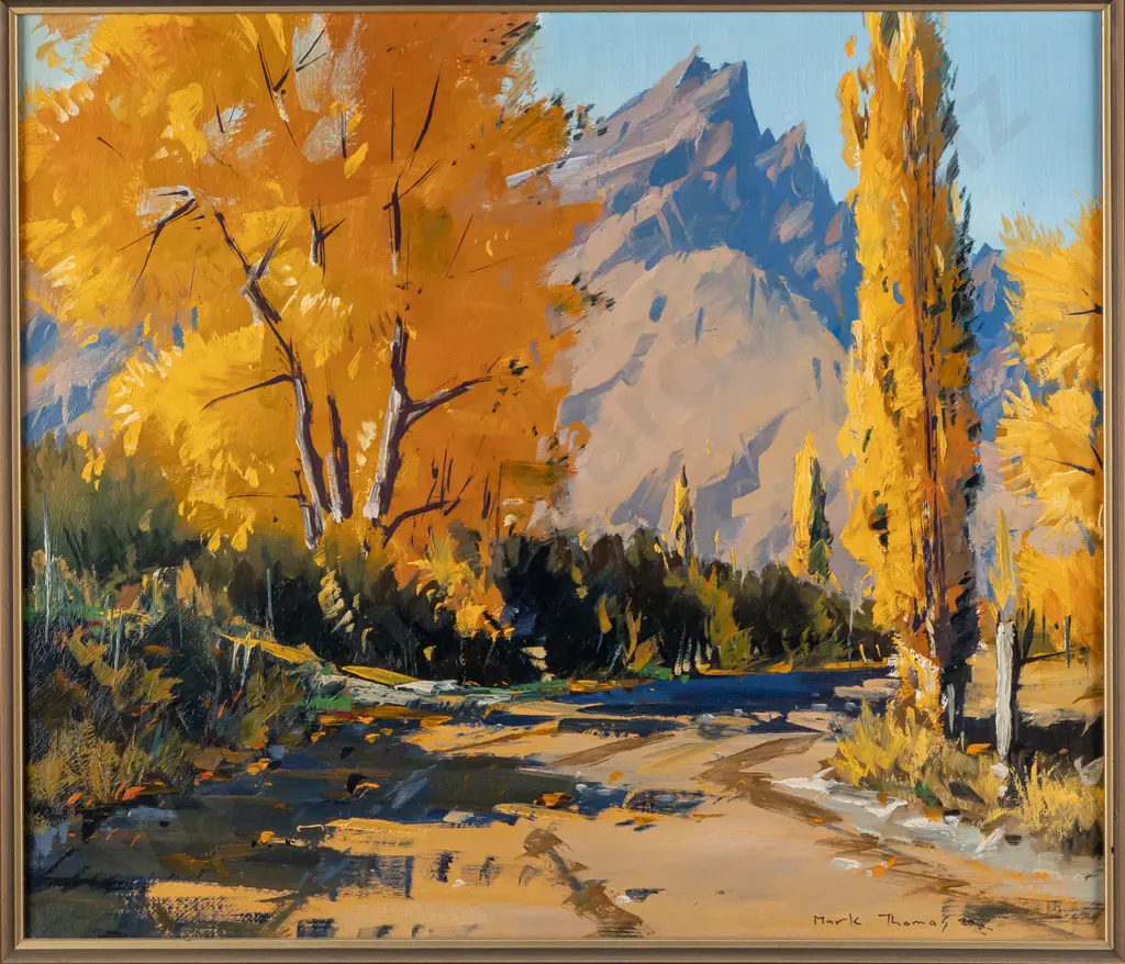 Mark Thomas 1980 -- framed oil on board "Remarkables" H-290 W-335 Image 1++