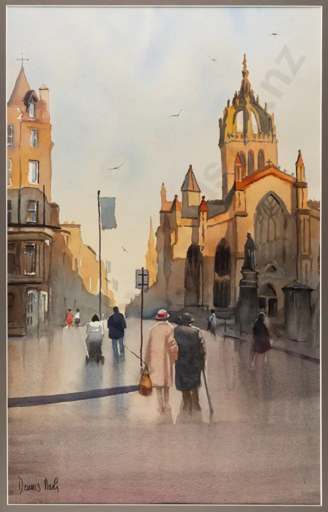 Dennis Nash -- framed watercolour on paper, St Giles Edinburgh H-530 W-340 Image 1++