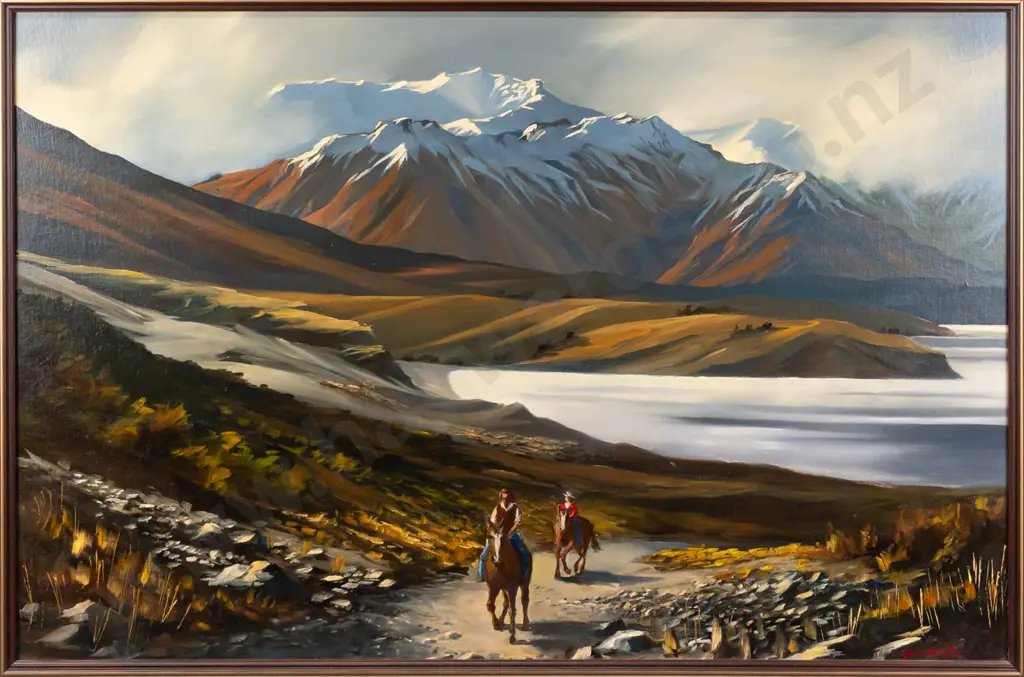 Graham Tait -- framed oil on board "Before The Rain (Lake Hawea)" H-590 W-895 Image 1++