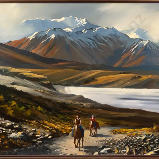 Graham Tait -- framed oil on board "Before The Rain (Lake Hawea)" H-590 W-895