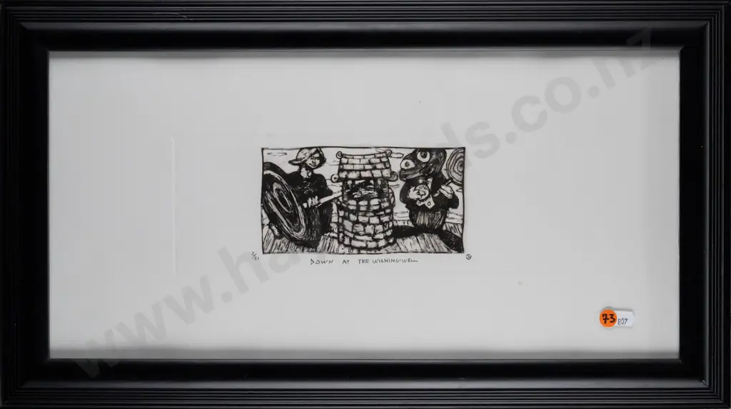 Eion Shanks -- framed engraving on paper "Down at the Wishing-Well" ed. 2/21 H-105 W-300 [few minor spots of foxing] Image 1++