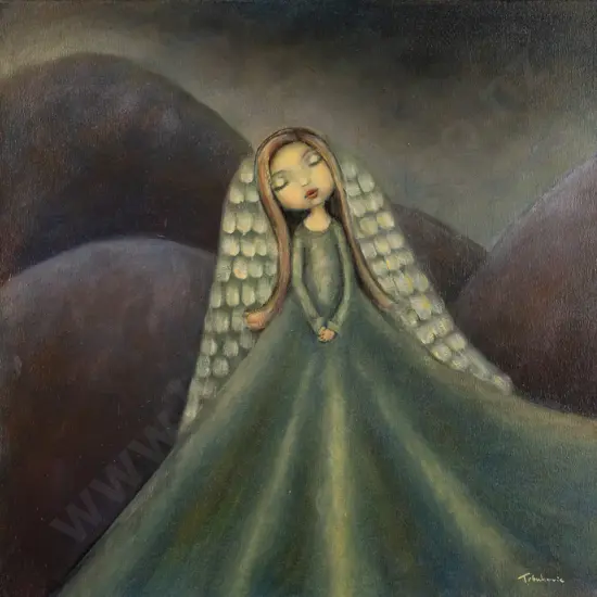 May Trubuhovich, framed oil on stretched canvas, "Angel of the Land" H-400 W-400