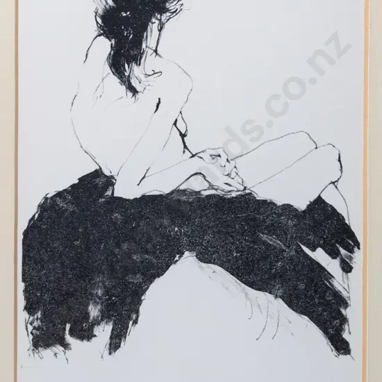 J A Vaughan 1980 -- framed lithograph, seated nude, ed. 2/7 H-210 W-150