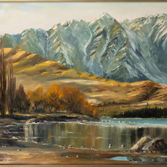 John D Kodrick, framed oil on board "Frankton Arm Queenstown" H-500 W-595