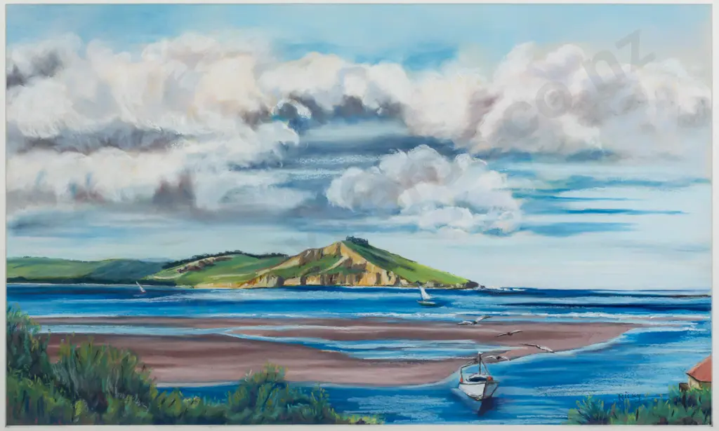 Micky McCracken "Matanaka" -- framed pastel on paper H-370 W-595 [some dust between glass and mat] Image 1++