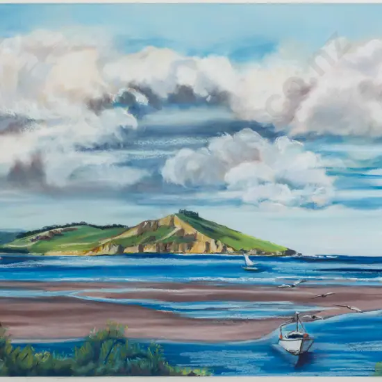 Micky McCracken "Matanaka" -- framed pastel on paper H-370 W-595 [some dust between glass and mat]