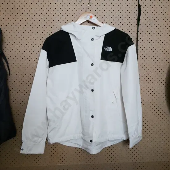 Women's Large black & white North Face rain jacket