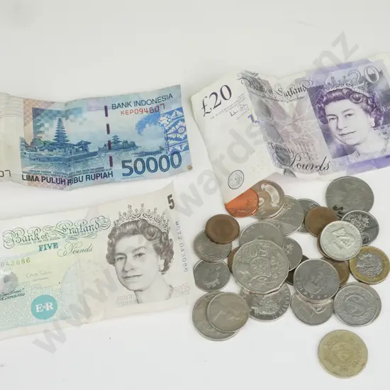 Assorted foreign coins and notes